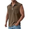 Men's Summer Solid Color Sports Zipper Lapel Vest Men's Sports Casual Vest