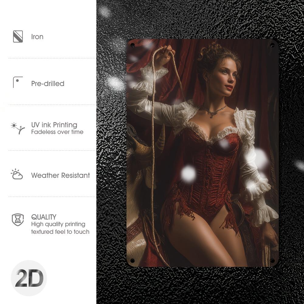 Victorian Corset Metal Wall Art Red Waist Lady Poster Gothic Home Decor for Halloween Christmas Heavy Iron Sign Vintage Gif 20x30cm(7.8x11.8inch)
