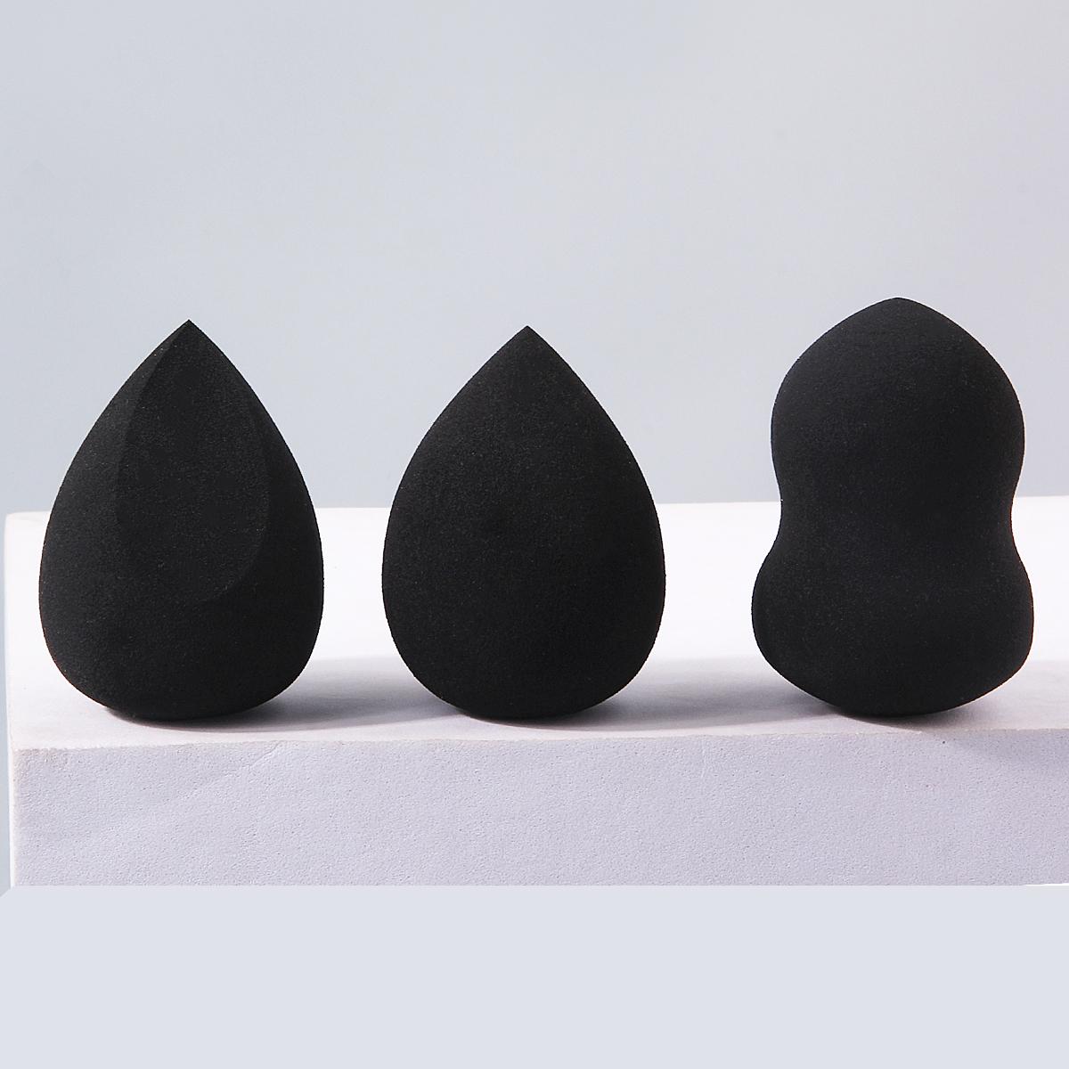 

3PCS black makeup sponge set: water drop/Gourd/oblique cut sponge powder puff, dry and wet dual-purpose foundation, beauty egg чёрный