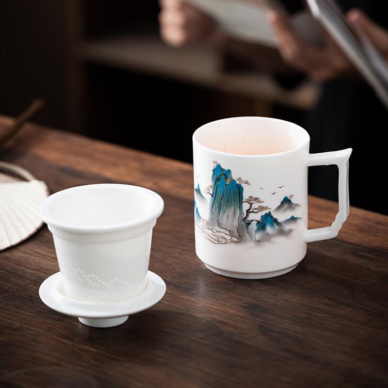 Gold Inlaid Jade Porcelain Office Tea Set