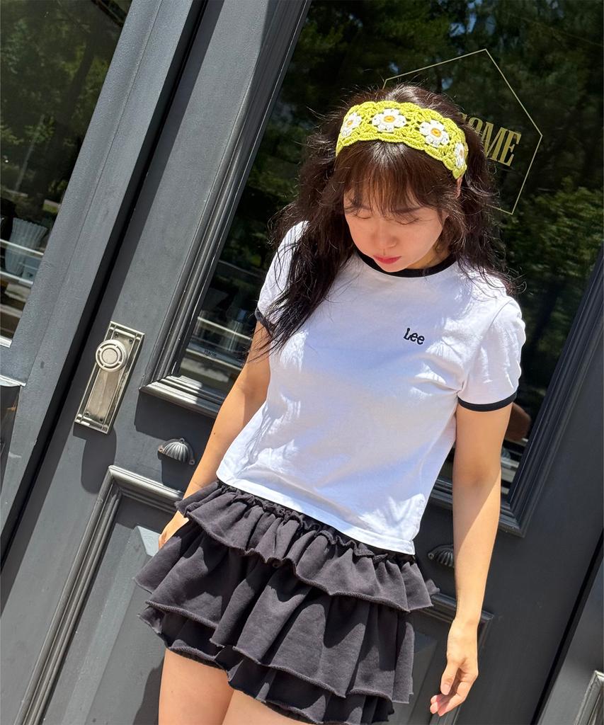 PLASMA SPHERE Tutu Tiered French Ferry Shirred Tiered Mini Skirt Pants_Black