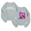 Maglione alla moda leggero a maniche lunghe con scollo rotondo e tasche, maglione stampato