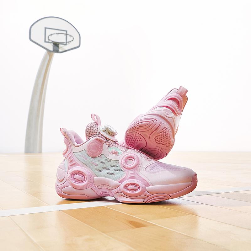 Anta Irregular 2 Sports Fashion Comfortable Non-Slip Wear-Resistant Mid-Top Kids Basketball Shoes Kids Basketball Shoes Pink Blue 322321102H-8