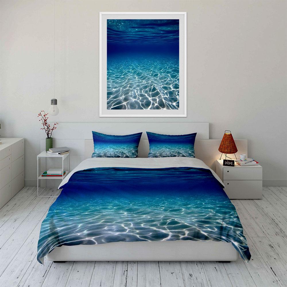 Clear Seawater Ripple Patterns Bedding Set 1 Duvet Cover 2 Pillowcases For Adult And Children Luxury Gift Full Size