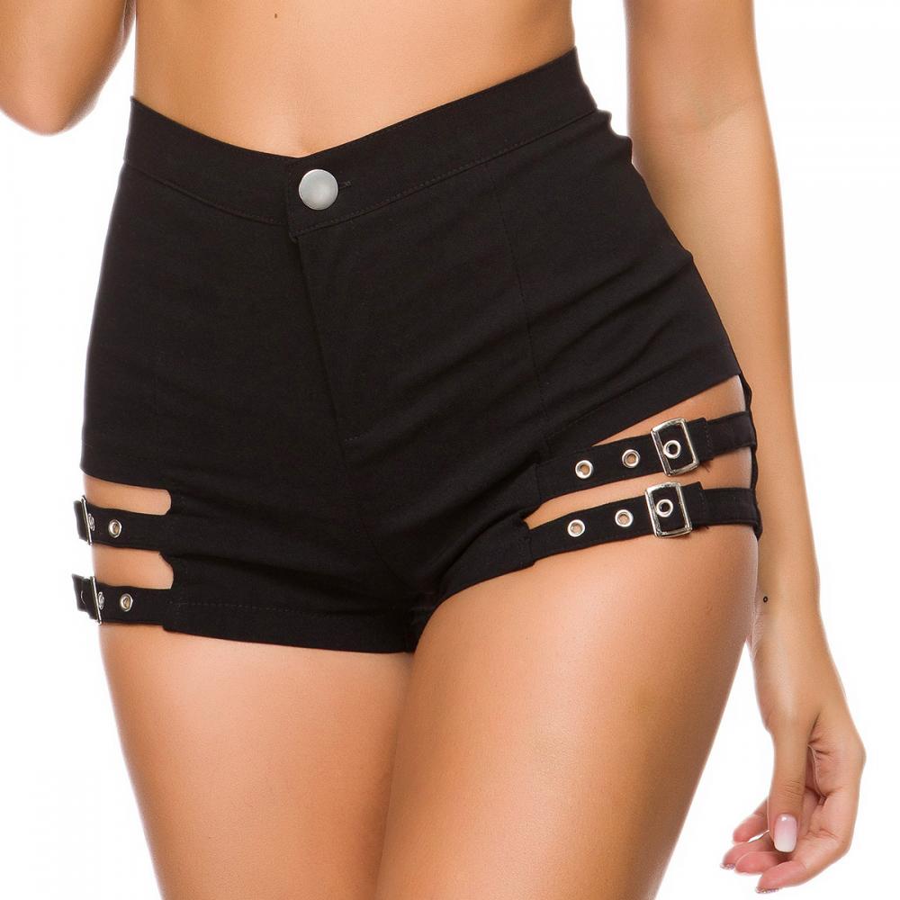 Y2k Goth Shorts Women Sexy Elasticity Shorts Hollow Out Bandage High Waist Skinny Black Shorts Summer Female