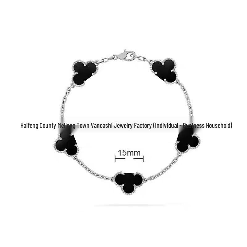 Bransoletka V Gold z Różowego Złota 18K z Koniczyną na Szczęście, Fioletowym Chalcedonem i Czerwonym Agatem dla Kobiet