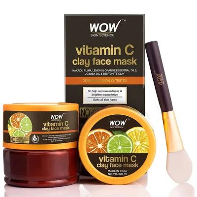 Wow Skin Science Vitamin C Clay Face Mask for Dullness, Skin Brightening & Pore Cleansing - for All Skin Types, 200ml