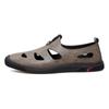 Black Hollowed-out Leather Shoes for Young Men, Breathable One-pedal Soft-soled Cool Leather Shoes, Business British Summer Leisure Shoes