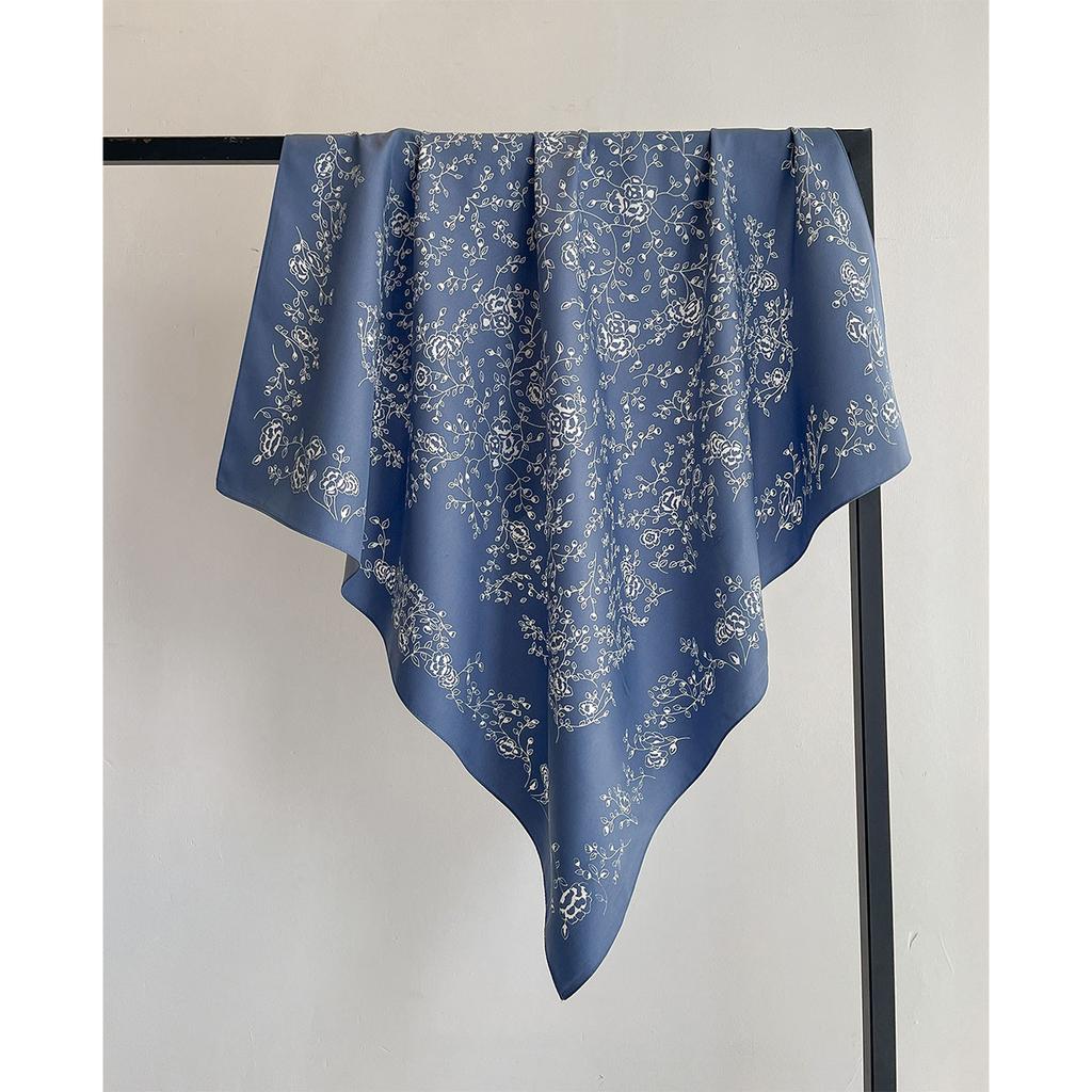 Summer Luxury Square Silk Scarf Women Satin Print Hijab Scarves Pareo Bandana Female Shawl Wrap Headband Foulard 90*90Cm