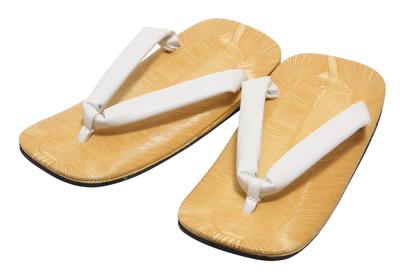 Hasegawa Geta Made In Japan Men's Leather-Soled Sandals, (White Straps/L)
