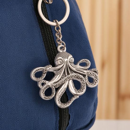 Keychain Pendant Octopus Design Multi-Tentacled Ocean Charm Alloy Key Chain Compact Size Backpack Bag