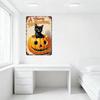 Vintage Halloween Poster A Merry Halloween Kitten in Carved Pumpkin Tin Sign Retro Spooky Cute Metal Wall Decor for Home Bar Pub