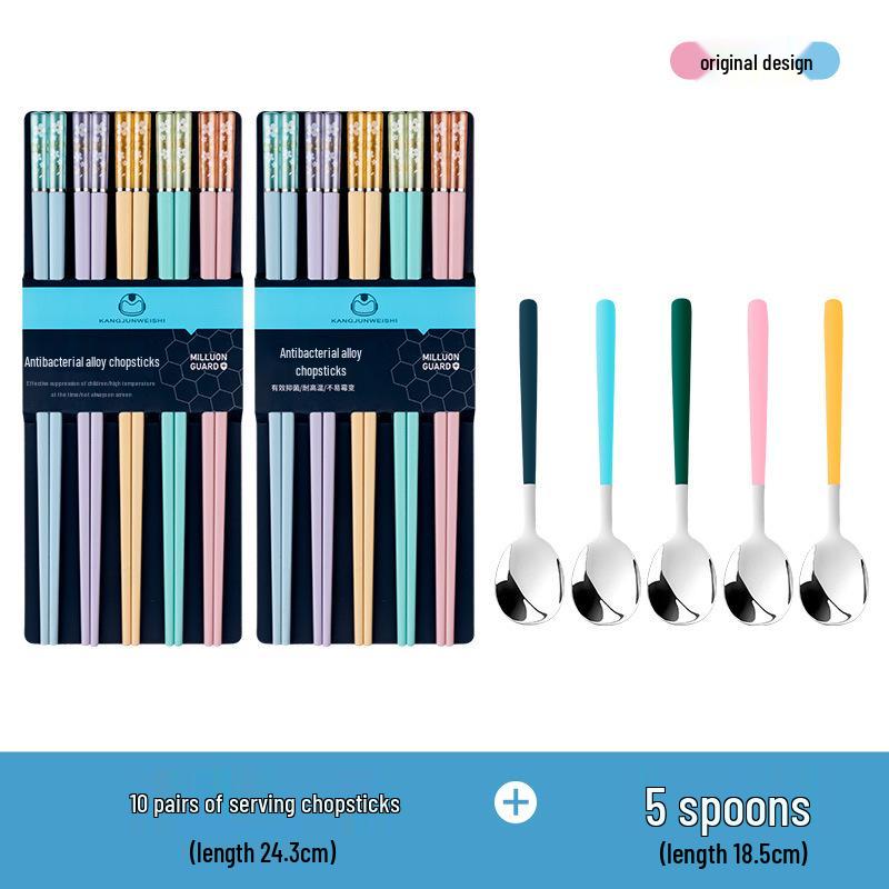 Cherry Blossom Antibacterial Non-slip Red Alloy Chopsticks - Single Pair