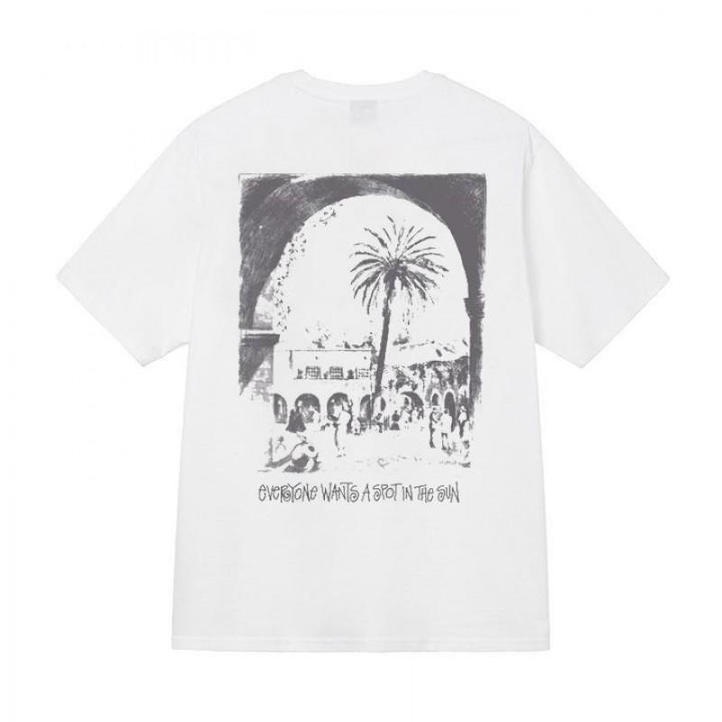 Mens Loose Fit Short Sleeve T-Shirt 270g Heavyweight Cotton Tee Casual Top In Navy Khaki Black White