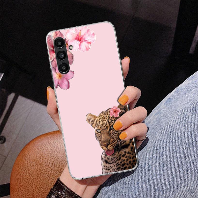 Pink Leopard Print Phone Case For Samsung Galaxy A17 A16 A15 A14 A13 A57 A56 A55 A54 A53 A37 A36 A35 A34 A33 A26 A25 A24 A23 Gal