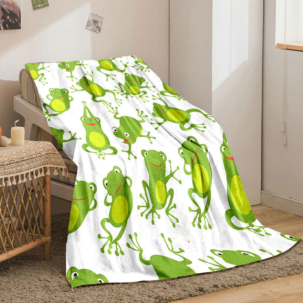 Cute Green Frogs Blanket bedroom Blanket for Livingroom Couch lunch break Soft throw for Friend's festival Gift