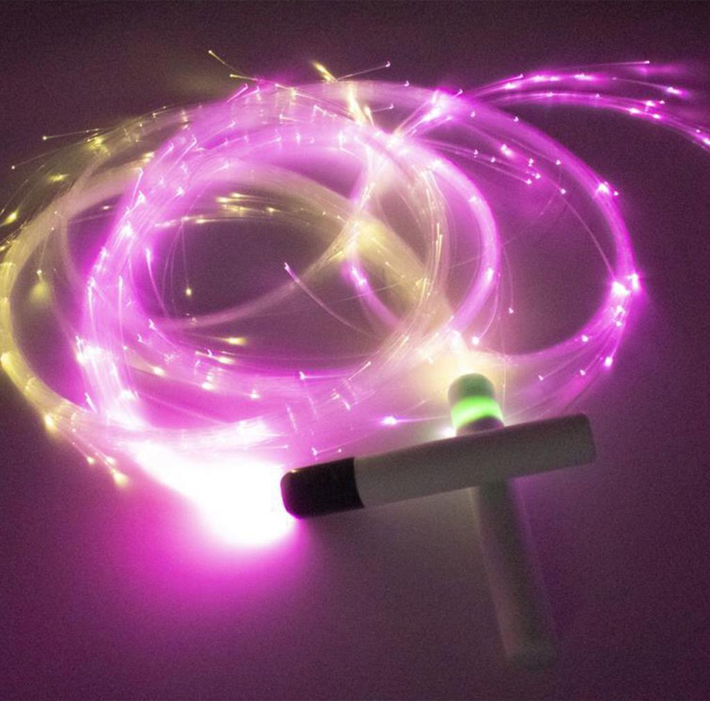 Battery Powered LED Whip LED Optical Fiber Dance Whips 360° Swivel Whip Toy 22 Color Effect Modes  Light Up Dancing