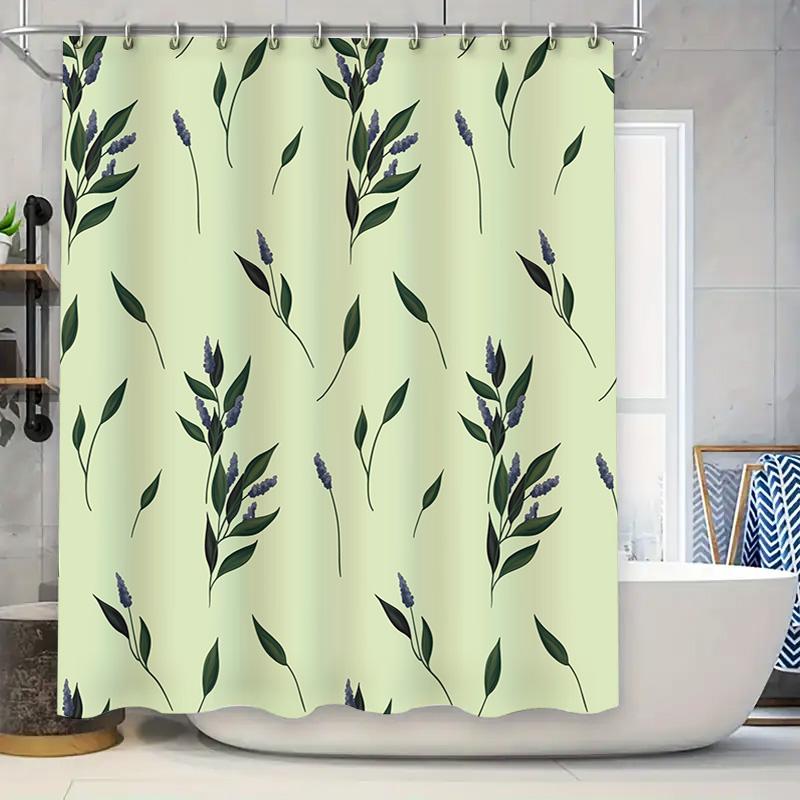 

Modern Lavender Leaf Shower Curtain Green Black Decorative Fabric Waterproof Bath Curtains for Home Bathroom Decoration 90x180cm