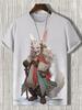 Japanese Cat Pattern T-Shirt For Men Warrior Animal 3D Print Tee Shirts Summer Casual O-Neck Short Sleeve Tees Street Loose Tops