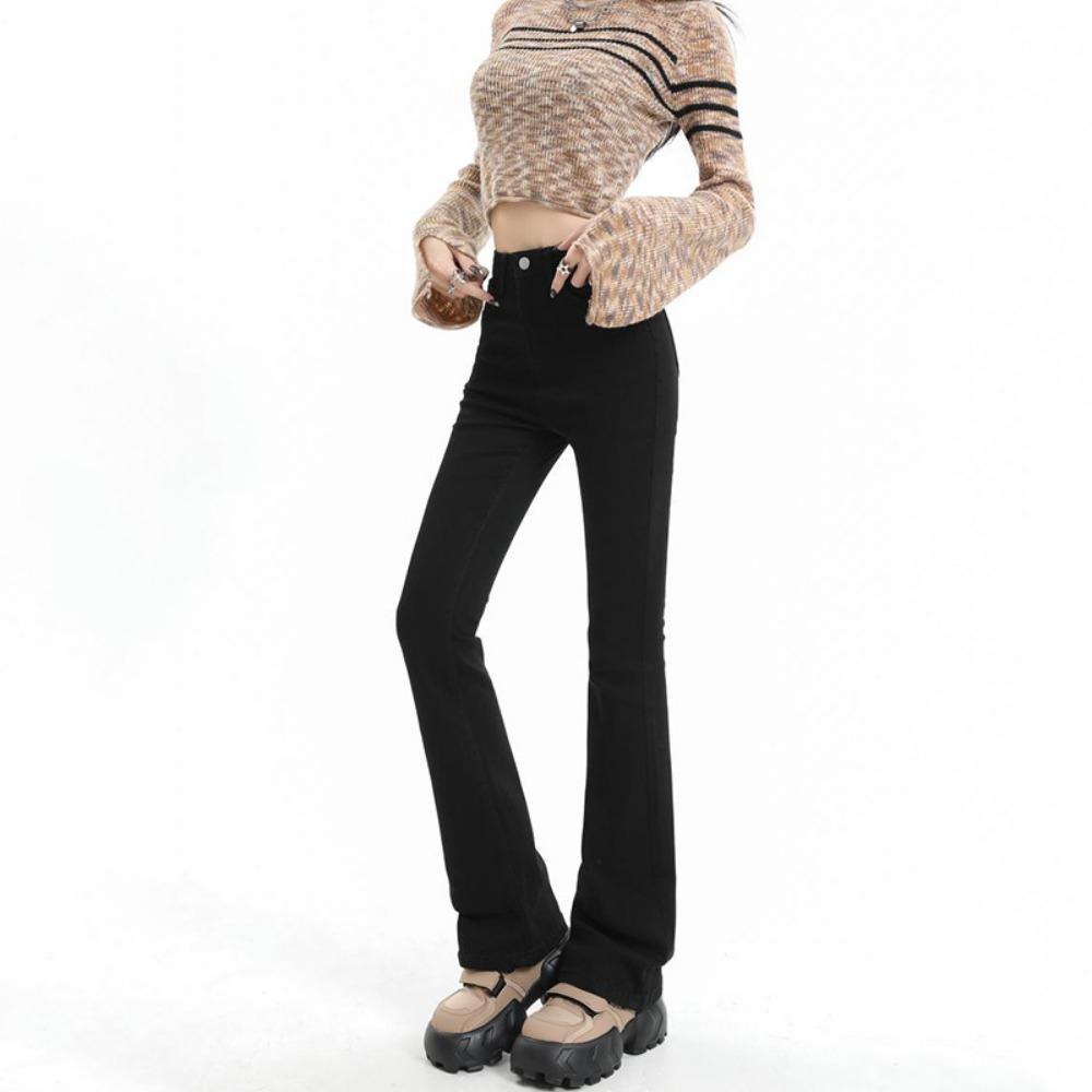 Fashion Flared Pants Women's Spring and Autumn New Korean Version of High Waist, Thin and Versatile Casual Small Micro-pull Jeans