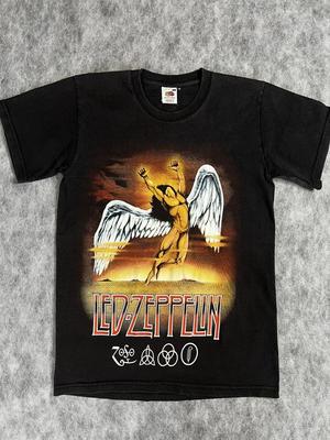 Koszulka z nadrukiem zespołu Led Zeppelin, Czarna koszulka unisex z ciężkiej bawełny S-5XL KH12115 Koszulka unisex
