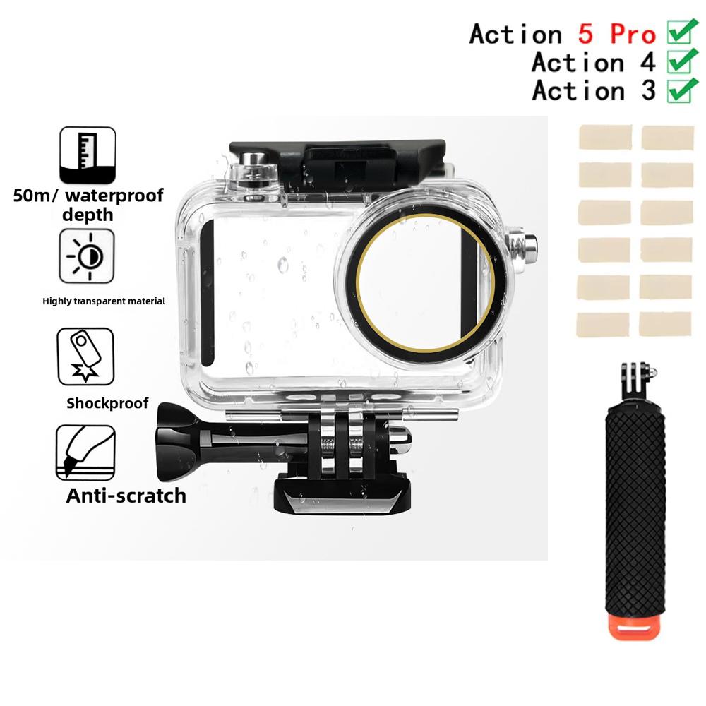 Wasserdichtes Gehäuse für DJI Action 5 Pro, geeignet für Tauchgänge bis 50 m/164 Fuß, Schutzhülle für DJI Action 5 Pro 4 3 Zubehör
