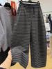 Plus Size Elastic Waist Striped Sweatpants for Autumn & Winter - Velvet, Loose Fit
