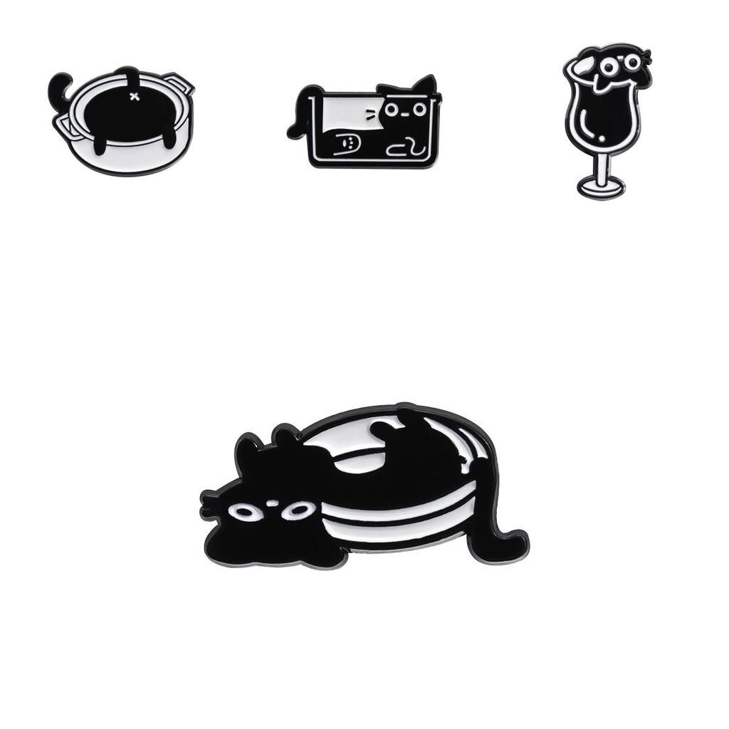 Stylish Black Cat Animal Brooch Unique Kitchenware Inspired Decorative Pin