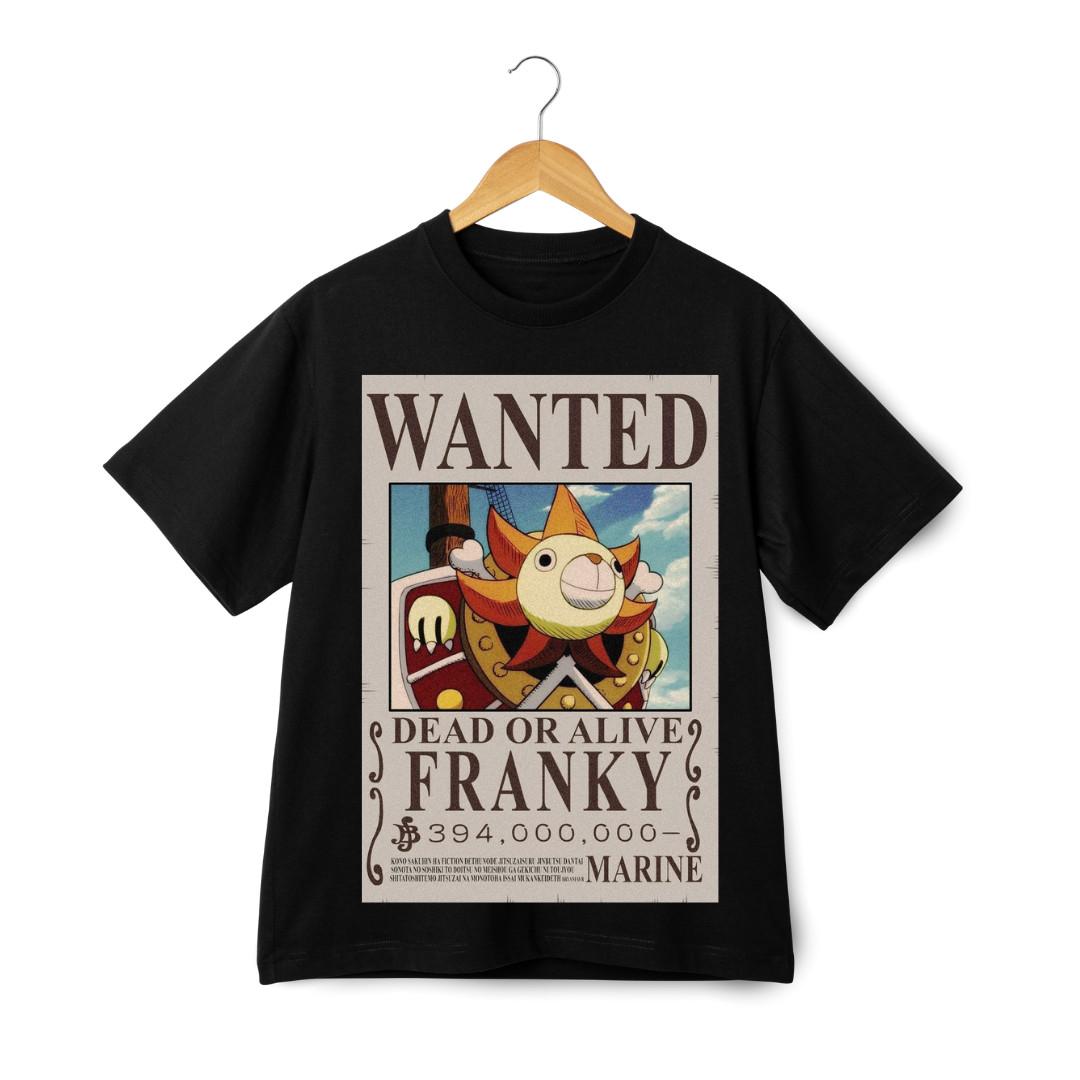 Franky One Piece Wanted Poster T-Shirt Mens Womens Tees Top - Anime Thousand Sunny Pirate Ship Tee XL