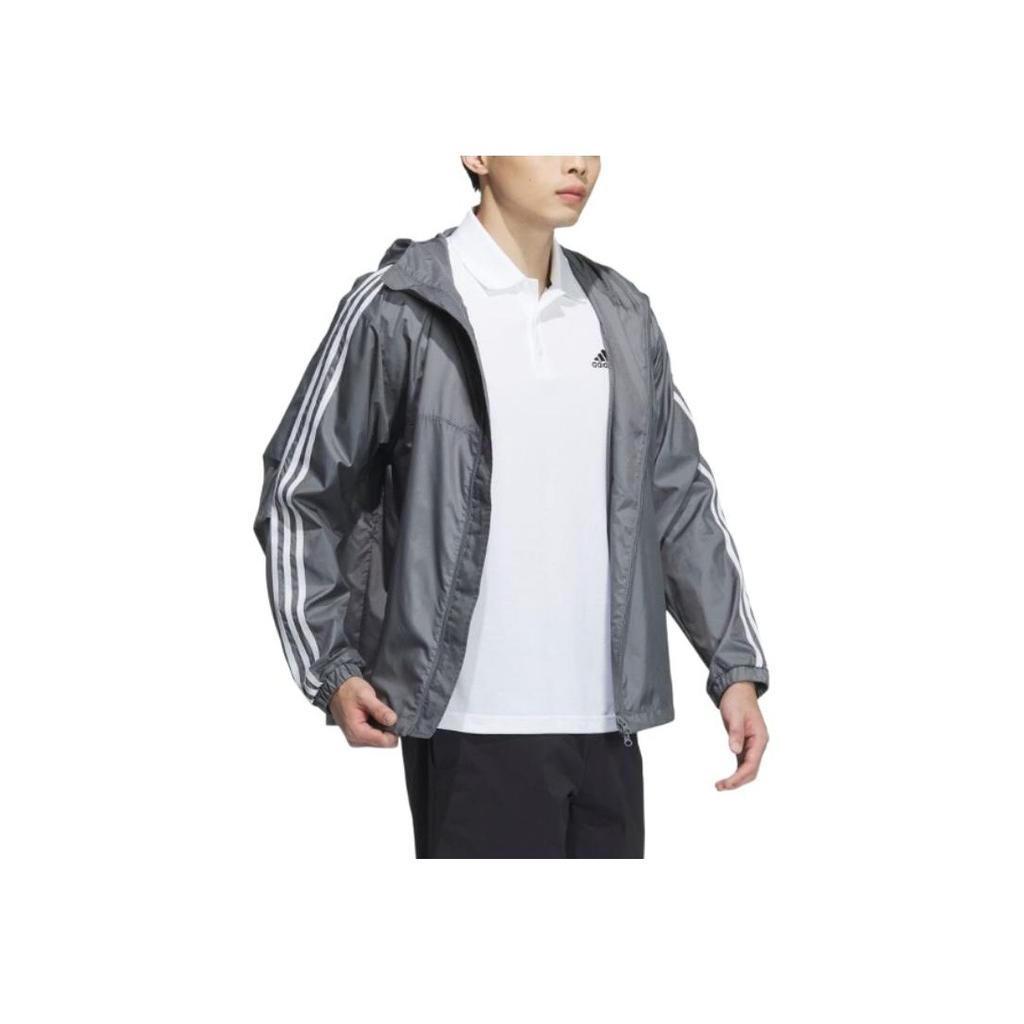 Adidas Drei Streifen Kapuzen-Zip-Jacke Herren Jacken Grau JF3955