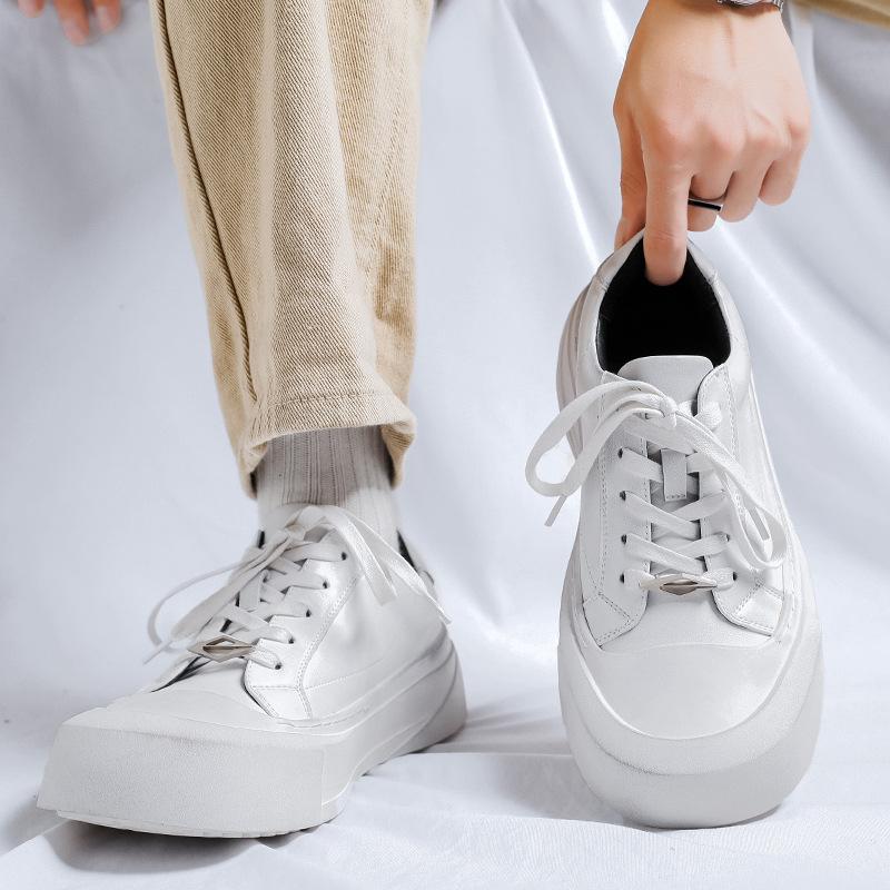 Little white shoes men's thick soles are heightened and old couple models, the same commuter derby shoes, big head board shoes 66642-J