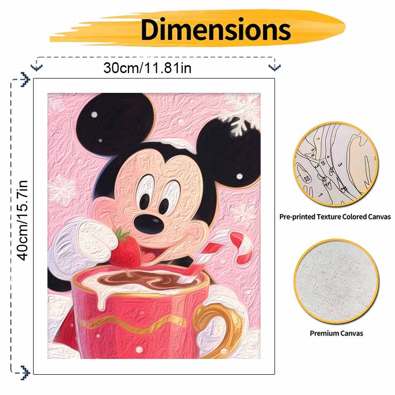 Disney Digital Oil Painting Mickey Mouse Hot Chocolate Strawberry Hand Painting Home Decoration Painting
