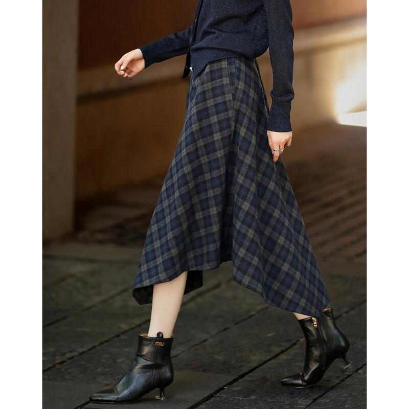 Women's Irregular Hem Plaid A-line Skirt