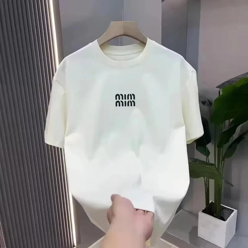 Y2K Italienischer Trend T-Shirts Sommer Neu Unisex Übergroß Buchstabendruck Baumwoll-T-Shirts Luxus Streetwear Partnerlook Atmungsaktive Oberteile XL