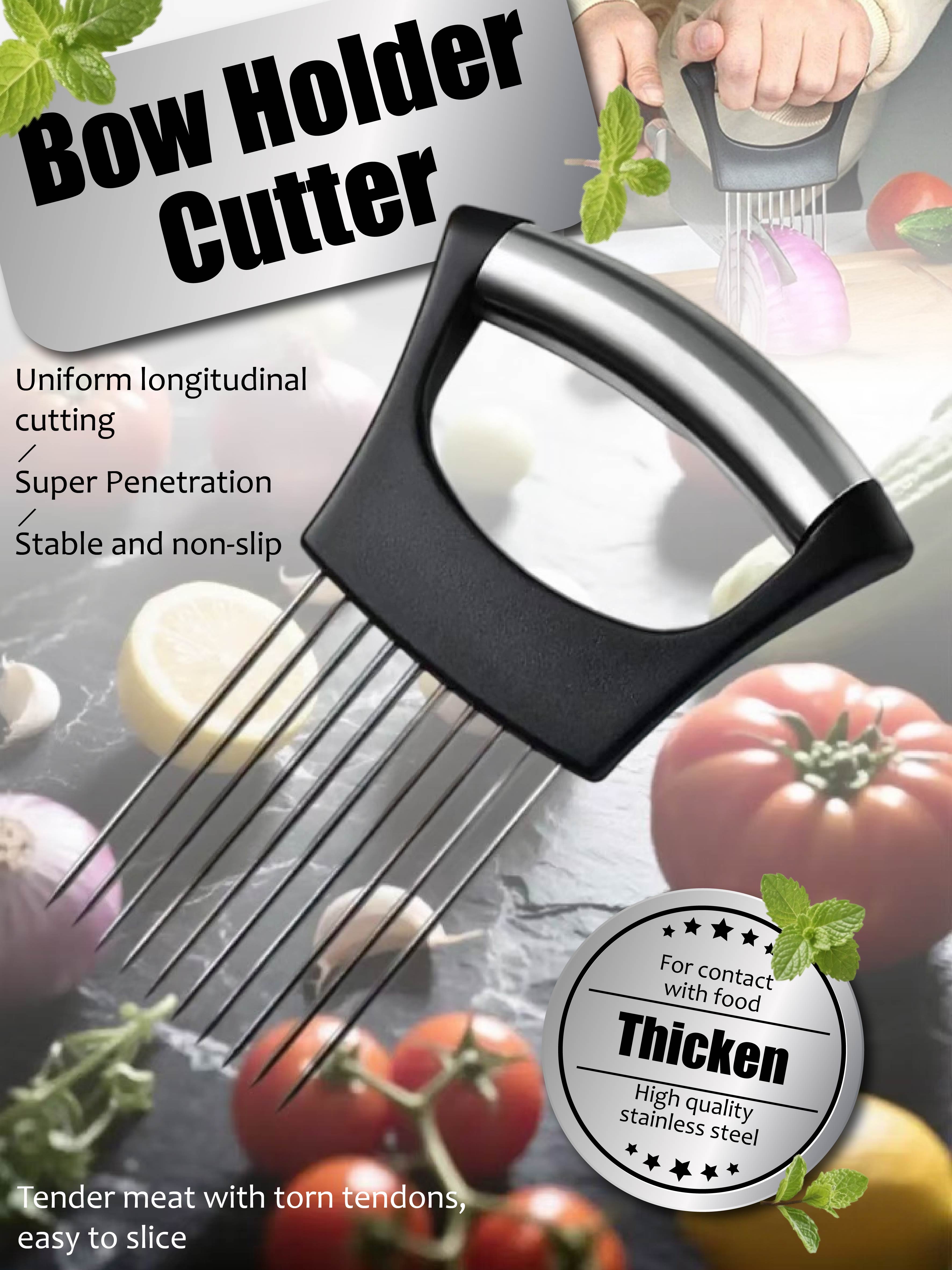 

Stainless Steel Bow Holder Cutter – Meat Tenderizer & Uniform Slicing Tool чёрный
