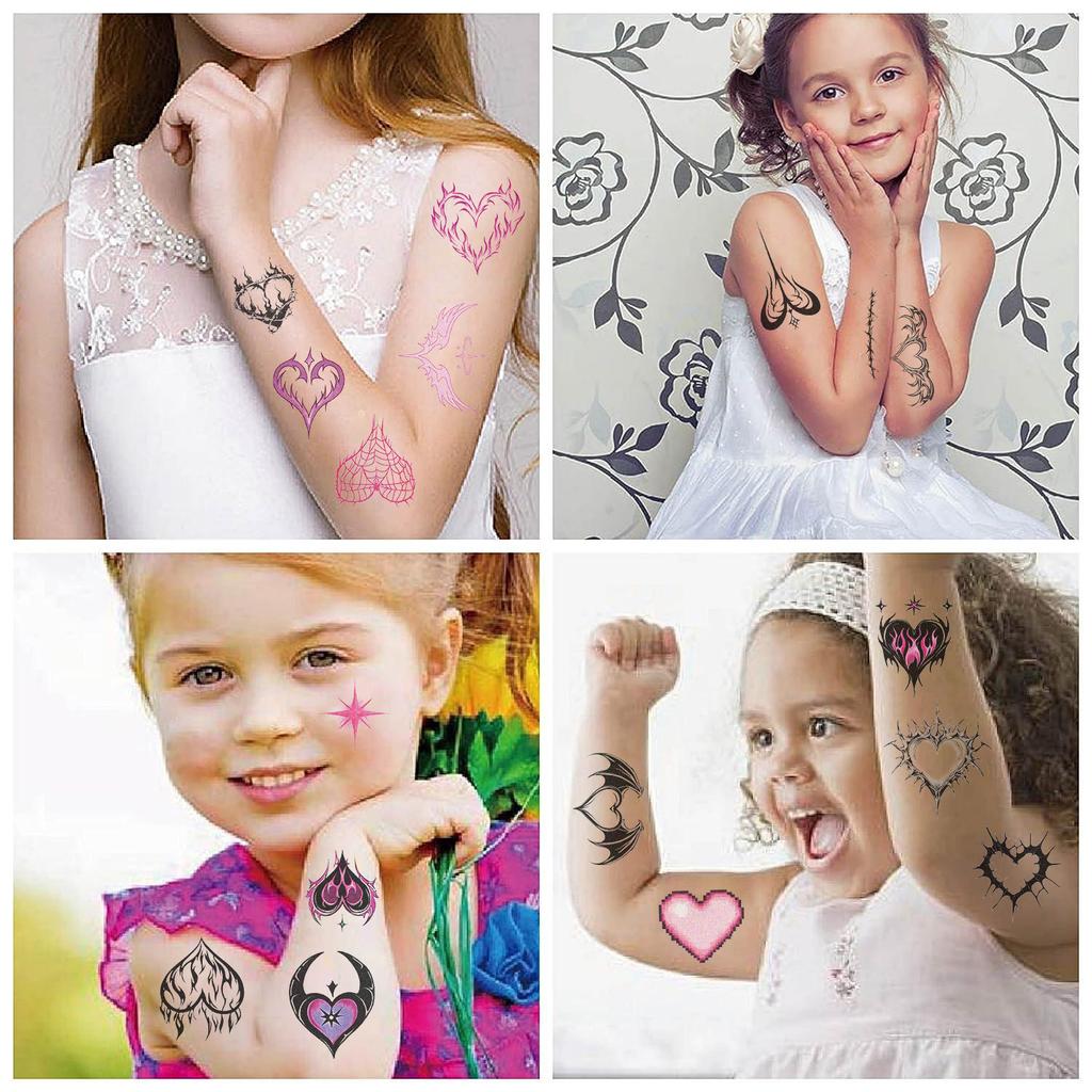 10 Stück Glitzer Regenbogen Cartoon Tattoo Aufkleber Schimmernd im Sonnenlicht Wasserdicht Party Körperbemalung für Gesicht und Arme Temporär