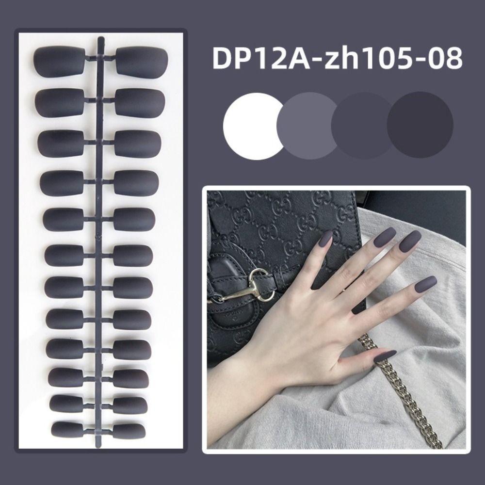 

24 шт., средние длинные накладные ногти с полным покрытием, носимые накладные ногти, однотонные накладные ногти для женщин DP12A-zh105-08