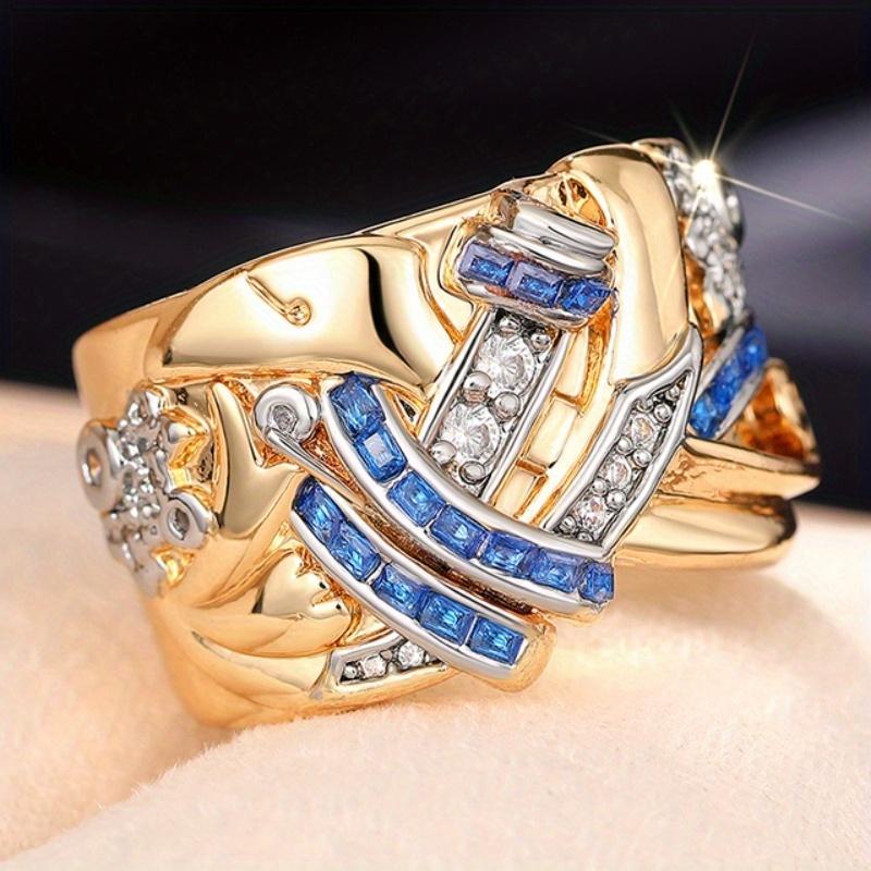 Fashion New Geometric Irregular Personality Golden Color Cubic Zirconia Ring for Women Party Accessories Dangle Custom Jewelry