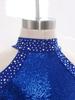 Girls Shiny Sequins Crop Top Long Sleeve Back Neck Press Buttons Closure Dance Shirt