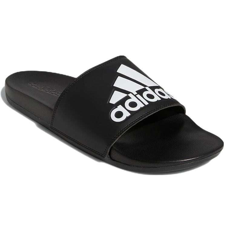 New Adidas Adilette Comfort Slides Core Black Cloud White Logo GY1945