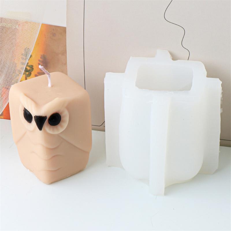 3D Cartoon Eule Silikon Kerzenform DIY Niedliches Tier Duftkerze Gips Tropfkleberform Papagei Lerche Handgefertigt Wohndekor