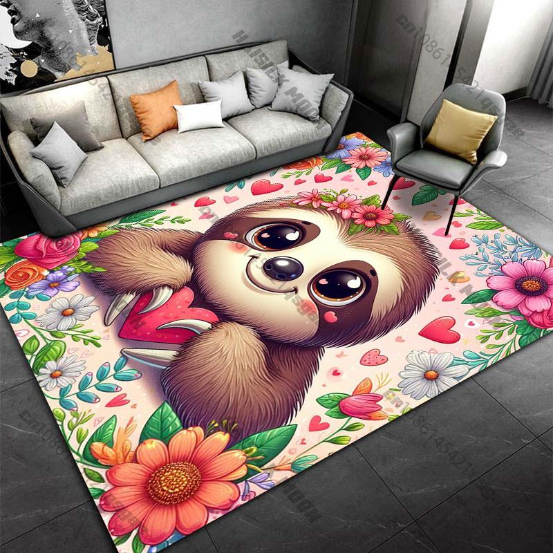 Love nature flowers cute sloth carpet Yoga living room room decor children's crawling mat doormat area rug games mat