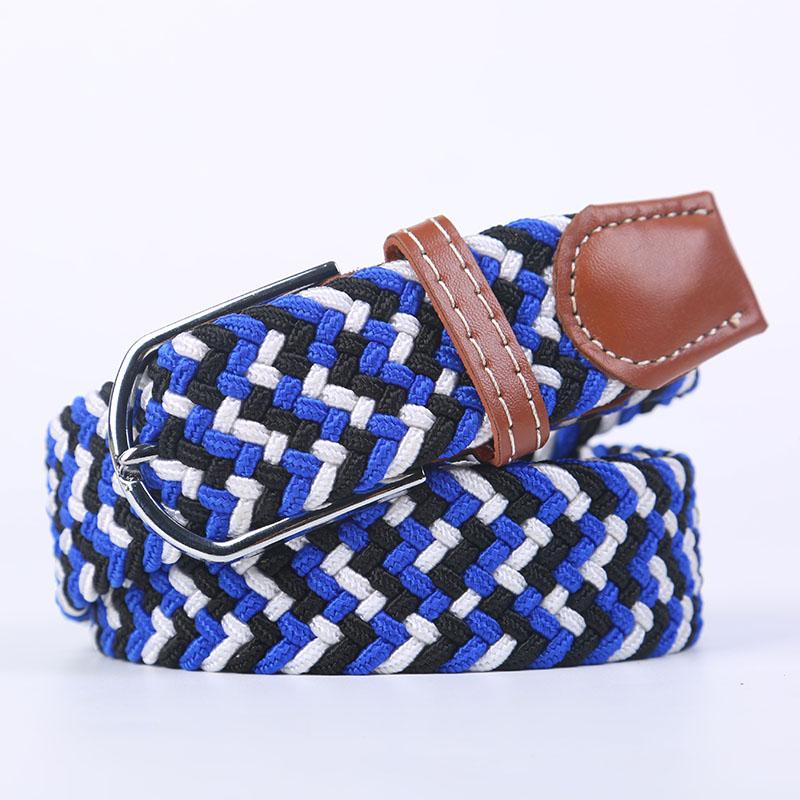 Unisex Elastic Fabric Woven Casual Women Belt Belt Pin Buckle Expandable Braided Stretch Canvas Stylish Leisure Belts for Men 3.3cmX107cm