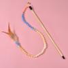 3pcs Interactive Cat Rainbow Wand Toys for Indoor Cats and Kittens, Colorful Cat Teaser Wand String Plush Toy Cat Feather Toys