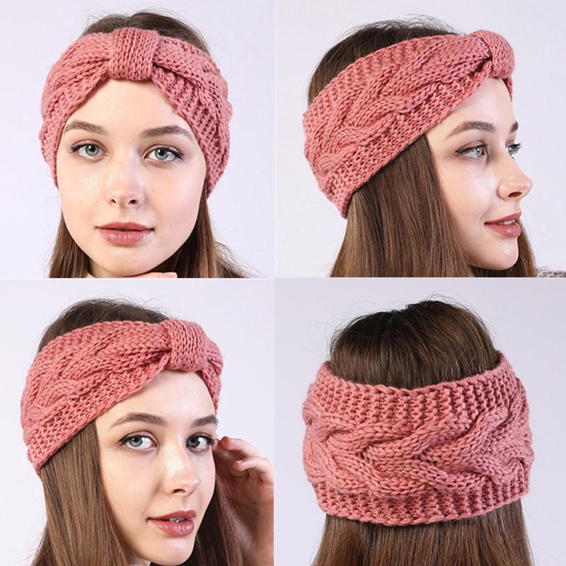 Dámska pletená čelenka do vlasov Uzol Háčkovanie Zimné náušník Twist Vlnené čelenky Pokrývka hlavy Turban Obväz na hlavu Bandáž do vlasov Doplnky do vlasov
