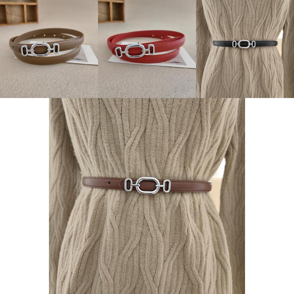 Minimalist Leather Ladies Waist Belt With Metal Clasp For Everyday Wear
