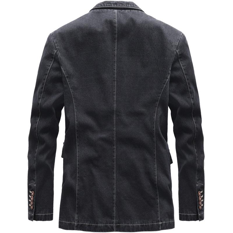Spring and Autumn Men's Suit Men's Split Cotton British Style Solid Color Denim Small Suit Casual Men's Jacket