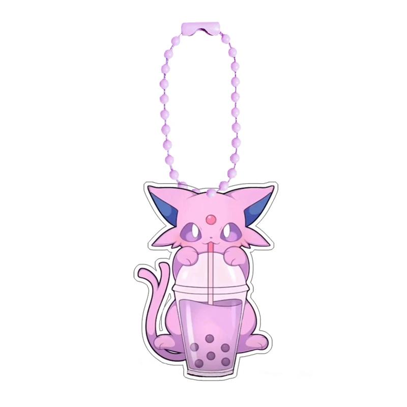Pokemon Glaceon Sylveon Leafeon Eevee Self-Control Acrylic Cartoon Key Buckle Pendant Anime Classics Game Collection Gift Toys