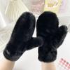 Solid Color Thick Plush Warm Gloves For Students, Fashionable And Cute Fingerless Windproof Gloves