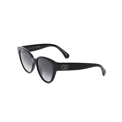 Chanel Occhiali da Sole a Forma di Farfalla con Logo a Lettere sul Lato Protezione UV Unisex Nero CH5477-1403/S6